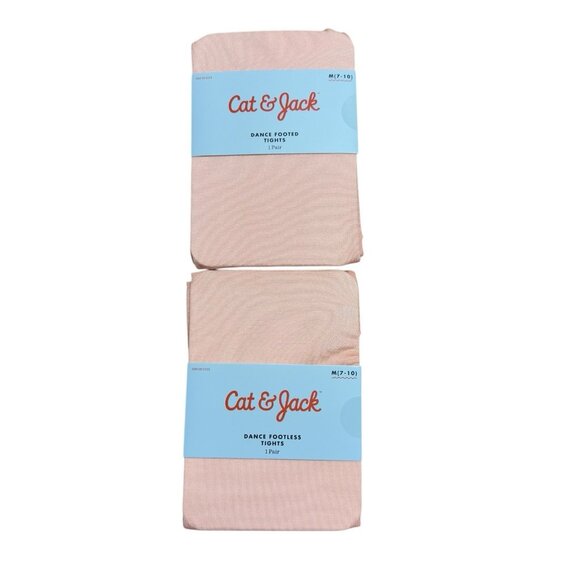 CAT & JACK TIGHTS PINK LOT OF 14 GIRLS SIZE M (7-10) 12 FOOTLESS 2 FOOTED NEW - Picture 3 of 6